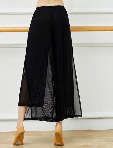 FEOYA Women's Dance Pants Flowing Elastic Waist Wide Leg Side Slit Practice Yoga Athletic Casual Pants S-XL in Saudi Arabia