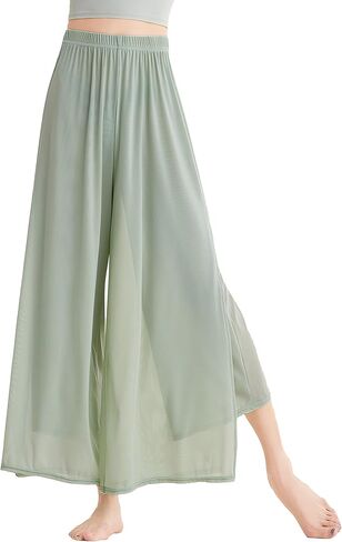 FEOYA Women's Dance Pants Flowing Elastic Waist Wide Leg Side Slit Practice Yoga Athletic Casual Pants S-XL in Saudi Arabia