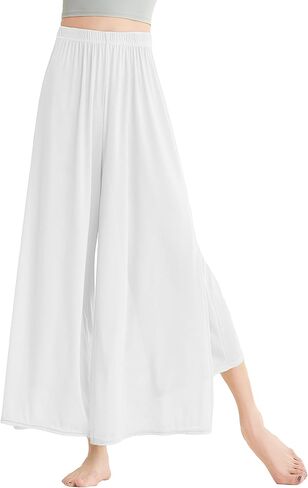 FEOYA Women's Dance Pants Flowing Elastic Waist Wide Leg Side Slit Practice Yoga Athletic Casual Pants S-XL in Saudi Arabia