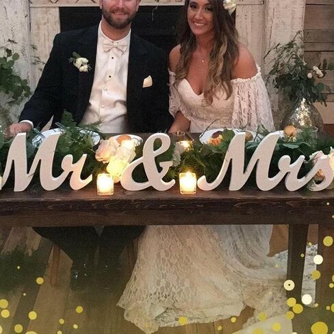 Mr & Mrs Sign for Wedding Table, Wedding Decorations for Reception, Large Wooden Letters Centerpieces Decor for Sweetheart Table, Ceremony, Anniversary, Party and Valentine's Day(White) in Saudi Arabia