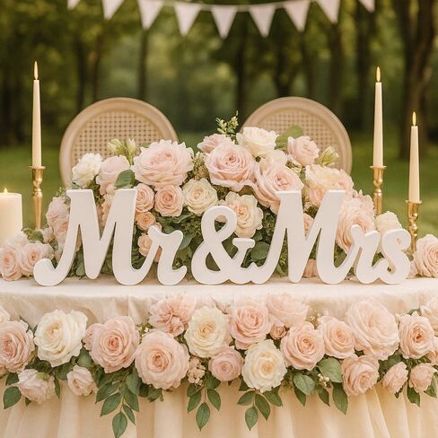 Mr & Mrs Sign for Wedding Table, Wedding Decorations for Reception, Large Wooden Letters Centerpieces Decor for Sweetheart Table, Ceremony, Anniversary, Party and Valentine's Day(White) in Saudi Arabia