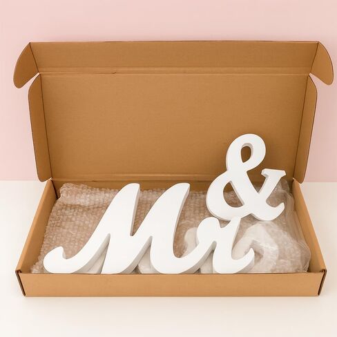 Mr & Mrs Sign for Wedding Table, Wedding Decorations for Reception, Large Wooden Letters Centerpieces Decor for Sweetheart Table, Ceremony, Anniversary, Party and Valentine's Day(White) in Saudi Arabia