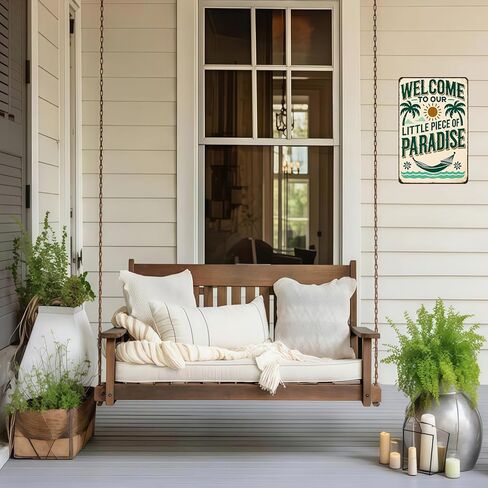 FunnySign Welcome to Our Little Piece of Paradise Vintage Tin Sign for Outdoor Porch Patio Garden Bar Decor 8x12 Inch(3991) in Saudi Arabia