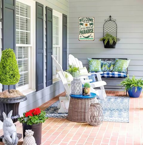 FunnySign Welcome to Our Little Piece of Paradise Vintage Tin Sign for Outdoor Porch Patio Garden Bar Decor 8x12 Inch(3991) in Saudi Arabia