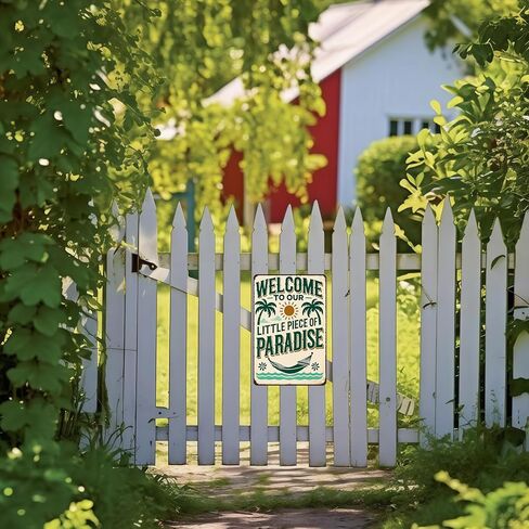FunnySign Welcome to Our Little Piece of Paradise Vintage Tin Sign for Outdoor Porch Patio Garden Bar Decor 8x12 Inch(3991) in Saudi Arabia