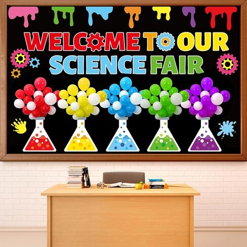Science Bulletin Board Set 3D Balloon Welcome to Our Science Fair Board Craft for Classroom Decorations Colorful Balloons Chemistry Lab Cutouts for School Library Home Wall Decor Supplies in Saudi Arabia