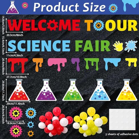 Science Bulletin Board Set 3D Balloon Welcome to Our Science Fair Board Craft for Classroom Decorations Colorful Balloons Chemistry Lab Cutouts for School Library Home Wall Decor Supplies in Saudi Arabia