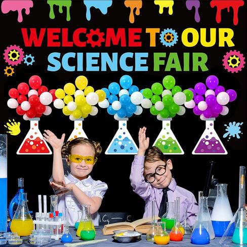 Science Bulletin Board Set 3D Balloon Welcome to Our Science Fair Board Craft for Classroom Decorations Colorful Balloons Chemistry Lab Cutouts for School Library Home Wall Decor Supplies in Saudi Arabia