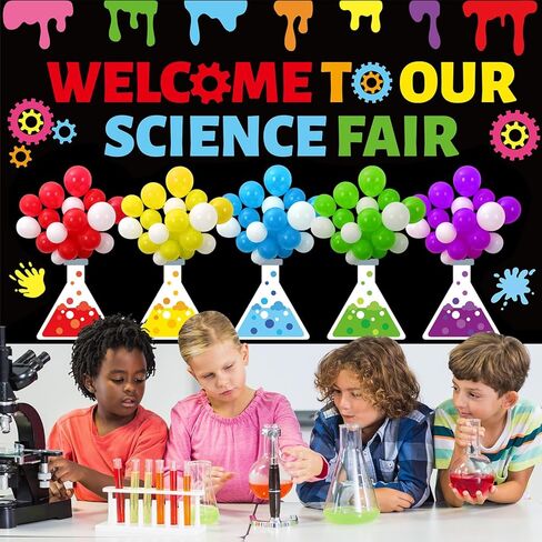 Science Bulletin Board Set 3D Balloon Welcome to Our Science Fair Board Craft for Classroom Decorations Colorful Balloons Chemistry Lab Cutouts for School Library Home Wall Decor Supplies in Saudi Arabia