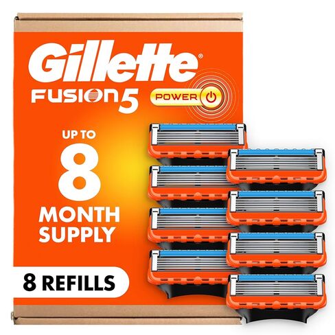 Gillette Fusion5 Power Mens Razor Blade Refills, 8 Count, Lubrastrip for a More Comfortable Shave,Gillette Fusion 5 Blades Refills, Gillette Razors for Men, Gillette Fusion 5, Razor Blades for Men in Kuwait