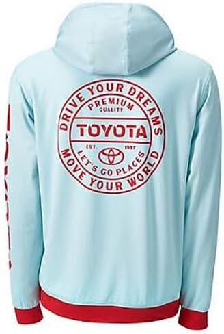 Toyota Performance Hoodie, Quarter-Zip EVR-DRI Athletic Sweatshirt, Large, Aqua and Red, (TO152293) in Saudi Arabia