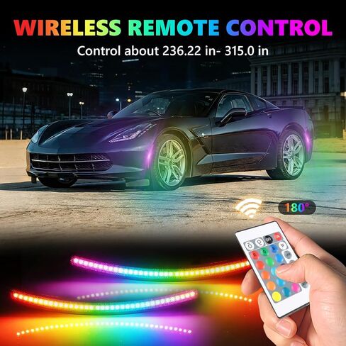 RGB Full LED Side Marker Lights for 2014-2019 Chevy Corvette C7/Z06/ZR1, [4 Modes 16 Colors] Multi-Color RGB Marker Lamps, Front & Rear Smoked Lens Bumper Assembly with Remote Strobe, 4PCS in Kuwait