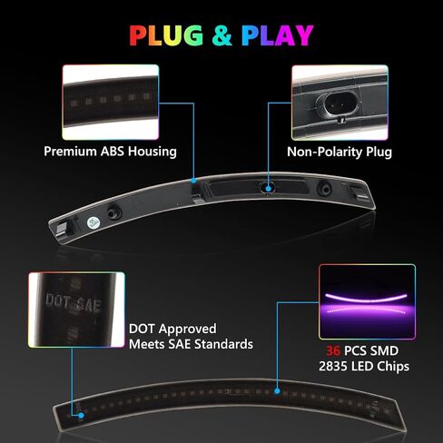 RGB Full LED Side Marker Lights for 2014-2019 Chevy Corvette C7/Z06/ZR1, [4 Modes 16 Colors] Multi-Color RGB Marker Lamps, Front & Rear Smoked Lens Bumper Assembly with Remote Strobe, 4PCS in Kuwait