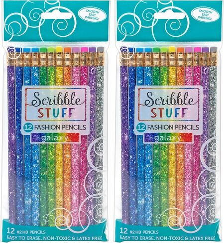 RoseArt Scribble Stuff Fashion Pencil Pack, Fun Blue Marble Edition, Unsharpened Back To School, 12 Count in Saudi Arabia