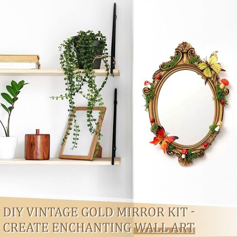 22 Pcs Cottage Core Decor Mirror DIY Kit, Fairy Moss Mushroom Wall Mirror with Butterfly Ladybird for Forest Fairy Core Farmhouse Home Garden Decoration in Kuwait