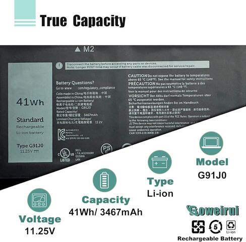 بطارية G91J0 41Wh لـ Dell Latitude 3520 Dell Latitude 3320 3330 Inspiron 3510 3511 3515 5310 5410 5418 14 Plus 7420 7415 2 في 1 Vostro 3510 3515 Series V6W33 TN70C لـ dell latitude بطارية 3420 in Kuwait