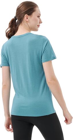 Merino Protect 100% Merino Wool V Neck T-Shirt Women Short Sleeve Shirts Odor Resistance Tops for Outdoor Hiking 2Pack in Kuwait