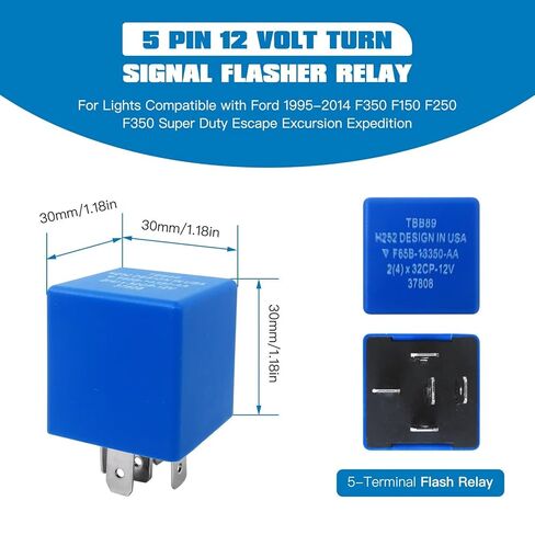 Upgraded 5 pin 12 Volt Turn Signal Flasher Relay for Lights Fit for Ford 1995-2014 F350 F150 F250 F350 for Super Duty Escape Excursion Expedition 5C3T-13350-AA F65B-13350-AA Hazard Warning Relay in Saudi Arabia