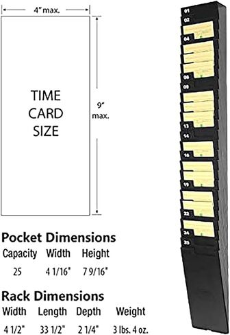 Lathem Expanding Time Card Rack for 9" Cards, 25 Pockets, Black Plastic, Mounting Hardware (25-9EX) in Kuwait