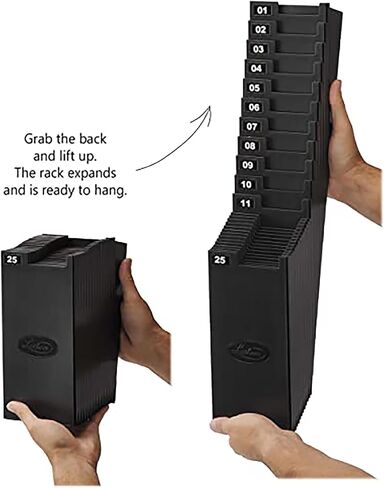 Lathem Expanding Time Card Rack for 9" Cards, 25 Pockets, Black Plastic, Mounting Hardware (25-9EX) in Kuwait