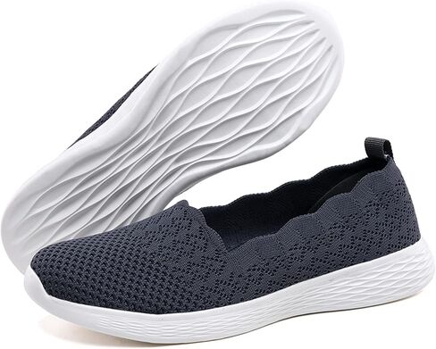 أحذية Poemlady النسائية سهلة الارتداء - أحذية رياضية شبكية كاجوال باليه مسطحة للممرضات والمشي أحذية رياضية محبوكة بمقدمة مستديرة كاجوال من الإسفنج الذكي in Kuwait
