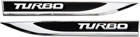 زوج Turbo Emblem 3D Metal Sport Badge Side Door غطاء محرك السيارة مع شريط مزدوج للسيارات والشاحنات والدراجات النارية (كروم أسود) in Kuwait