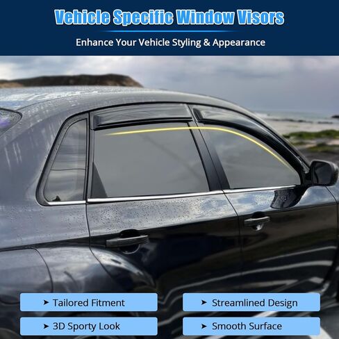 FREEMOTOR802 Tape-on Window Deflectors Fits 2008-2011 Subaru Impreza & 2008-2014 Subaru WRX & WRX STI, Rain Guards Side Window Visors Wind Deflectors Vent Visors Smoke Tinted Acrylic 4 Pieces in Saudi Arabia