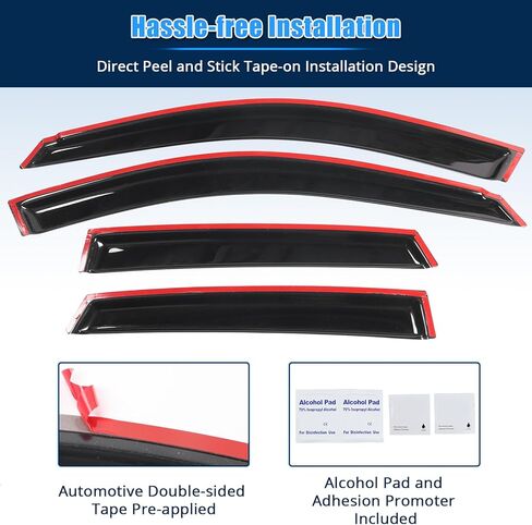 FREEMOTOR802 Tape-on Window Deflectors Fits 2008-2011 Subaru Impreza & 2008-2014 Subaru WRX & WRX STI, Rain Guards Side Window Visors Wind Deflectors Vent Visors Smoke Tinted Acrylic 4 Pieces in Saudi Arabia