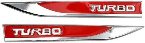 Pair Turbo Emblem 3D Metal Sport Badge Side Door Hood Nameplate with Double Tape for Cars, Trucks, Motorcycles (Chrome Black) in Saudi Arabia