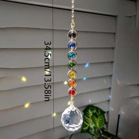 Crystal Sun Catcher Rainbow Maker Prism, Hanging Window Ornament for Home Decor, Meditation & Yoga Space, Classic Detailed Design in Saudi Arabia