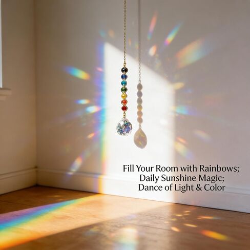 Crystal Sun Catcher Rainbow Maker Prism, Hanging Window Ornament for Home Decor, Meditation & Yoga Space, Classic Detailed Design in Saudi Arabia