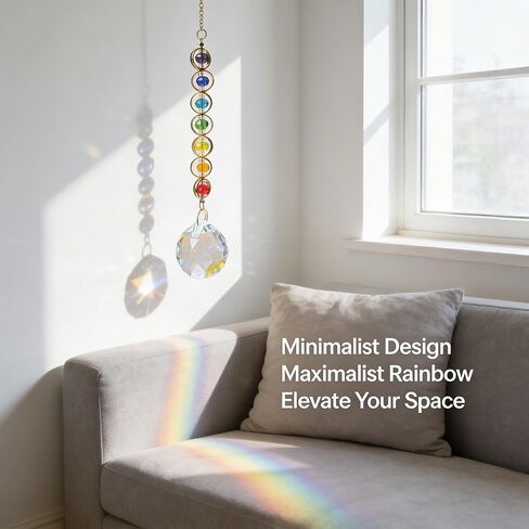 Crystal Sun Catcher Rainbow Maker Prism, Hanging Window Ornament for Home Decor, Meditation & Yoga Space, Classic Detailed Design in Saudi Arabia