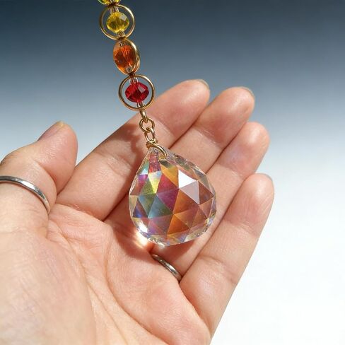 Crystal Sun Catcher Rainbow Maker Prism, Hanging Window Ornament for Home Decor, Meditation & Yoga Space, Classic Detailed Design in Saudi Arabia