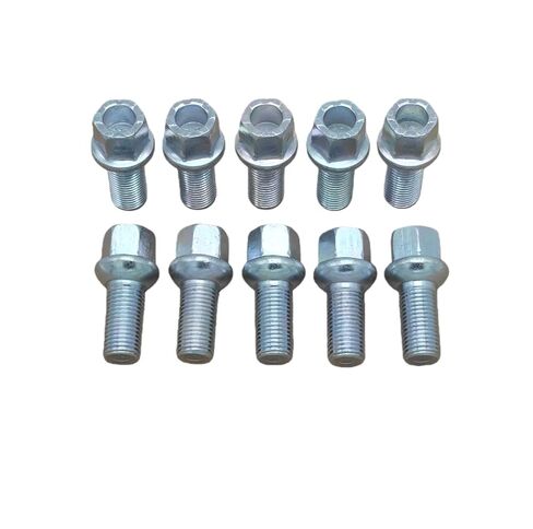 استبدال مسامير العروة WHT001812 WHT002437 M14x1.5 متوافقة مع S-Koda A-UDI A3 A4 A5 A6 J-etta G-olf T-iguan P-assat C-orrado G-TI، 14 مم × 1.5 27 مم فتحة عروة كروية (10 قطع) in Kuwait