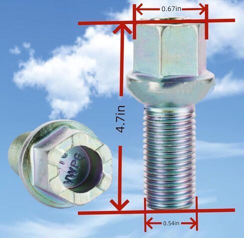استبدال مسامير العروة WHT001812 WHT002437 M14x1.5 متوافقة مع S-Koda A-UDI A3 A4 A5 A6 J-etta G-olf T-iguan P-assat C-orrado G-TI، 14 مم × 1.5 27 مم فتحة عروة كروية (10 قطع) in Kuwait