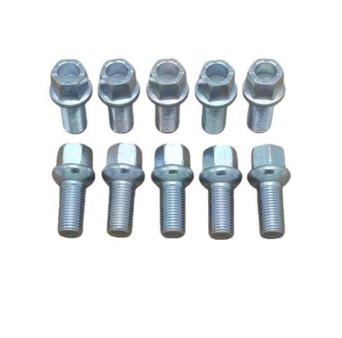 استبدال مسامير العروة WHT001812 WHT002437 M14x1.5 متوافقة مع S-Koda A-UDI A3 A4 A5 A6 J-etta G-olf T-iguan P-assat C-orrado G-TI، 14 مم × 1.5 27 مم فتحة عروة كروية (10 قطع) in Kuwait