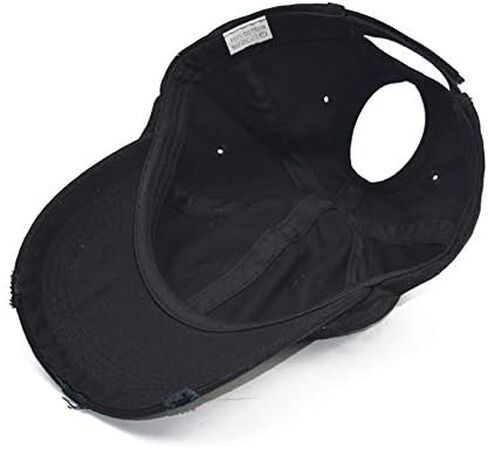 Utaly Messy Bun Hat Women Baseball Cap with Hole - Distressed Cotton Adjustable Trucker Hat in Saudi Arabia