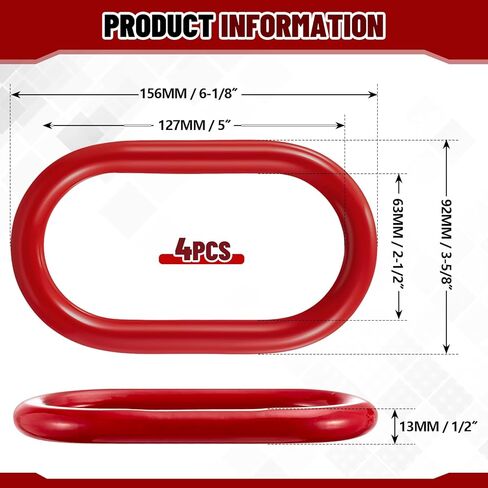 4 Pack Grade 80 Oblong Master Link Hoist Ring, 1/2" 4400 lbs Load Capacity Heavy Duty Steel Chain Lifting Ring for Lifting, Rigging, Towing and Hoisting Applications, Red in Kuwait