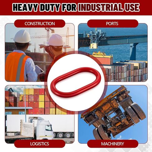 4 Pack Grade 80 Oblong Master Link Hoist Ring, 1/2" 4400 lbs Load Capacity Heavy Duty Steel Chain Lifting Ring for Lifting, Rigging, Towing and Hoisting Applications, Red in Kuwait