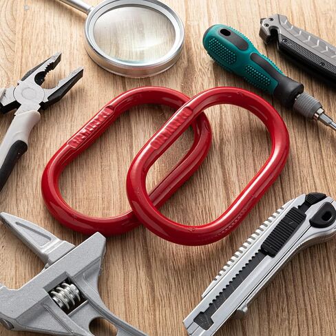 4 Pack Grade 80 Oblong Master Link Hoist Ring, 1/2" 4400 lbs Load Capacity Heavy Duty Steel Chain Lifting Ring for Lifting, Rigging, Towing and Hoisting Applications, Red in Kuwait