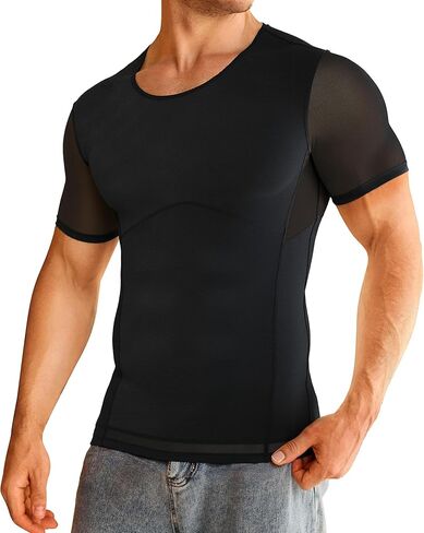 TAILONG Short Sleeve Compression Shirt Men - Shapewear Slimming Body Shaper Tank Top Undershirt Workout Shirts in Kuwait