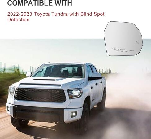 Blind Spot Detection Passenger Side Mirror Replacement for Toyota Tundra 2022-2023, Right Exterior Side Rearview Mirrors Glass, with Backing Plate, Power Heated in Saudi Arabia