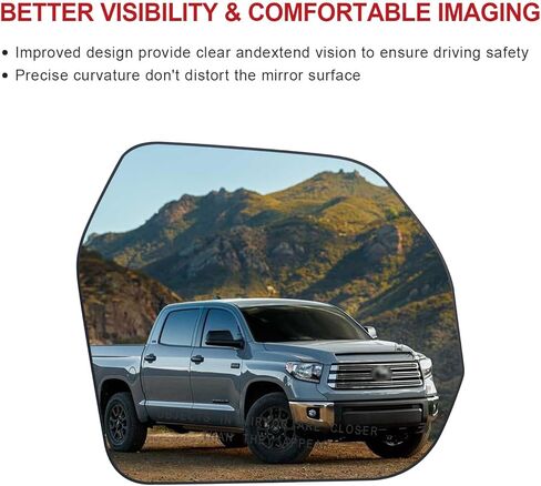 Blind Spot Detection Passenger Side Mirror Replacement for Toyota Tundra 2022-2023, Right Exterior Side Rearview Mirrors Glass, with Backing Plate, Power Heated in Saudi Arabia