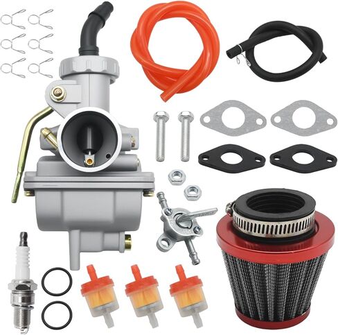 PZ20 Carburetor, Air Filter, Fuel Line Kit for 50cc-125cc ATV, Compatible with TaoTao, Coolster, Kazuma, Roketa, Apollo, Dirt Bike Models (Red) in Saudi Arabia