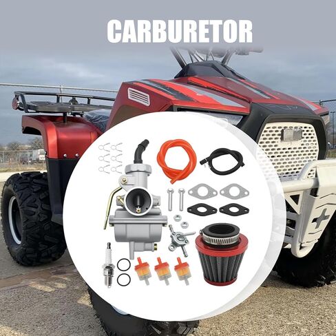 PZ20 Carburetor, Air Filter, Fuel Line Kit for 50cc-125cc ATV, Compatible with TaoTao, Coolster, Kazuma, Roketa, Apollo, Dirt Bike Models (Red) in Saudi Arabia