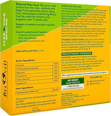 الوقاية من البراغيث والقراد للكلاب والقطط الصغيرة والأرانب - علاج طبيعي للبراغيث ومكافحة الآفات - طارد موضعي للبراغيث والبعوض للجرو والقطط - جميع الحيوانات الأليفة in Kuwait