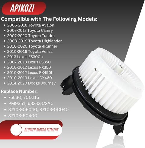 محرك المنفاخ الأمامي مناسب لـ 2007-2018 Toyota Tundra، Camry، 4Runner Highlander، Venza، Avalon؛ ل2007-2019 لكزس ES300h، ES350، GX460، RX350، RX450h. يستبدل PM9351,700215 in Kuwait