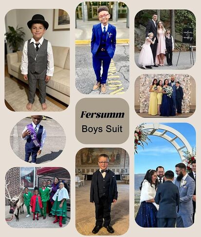 Boys Suits Wedding Ring Bearer Outfits Kids Dress Clothes Easter Prom Formal Tuxedo Suit Set with Bowtie,Tie in Saudi Arabia