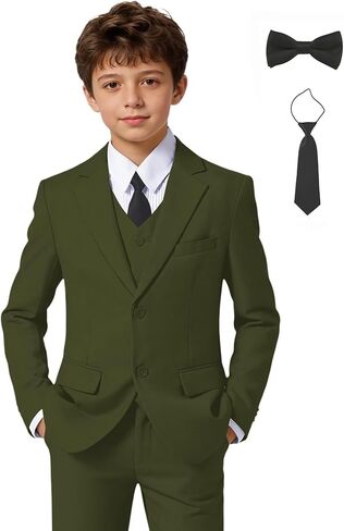 Boys Suits Wedding Ring Bearer Outfits Kids Dress Clothes Easter Prom Formal Tuxedo Suit Set with Bowtie,Tie in Saudi Arabia