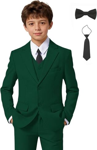 Boys Suits Wedding Ring Bearer Outfits Kids Dress Clothes Easter Prom Formal Tuxedo Suit Set with Bowtie,Tie in Saudi Arabia
